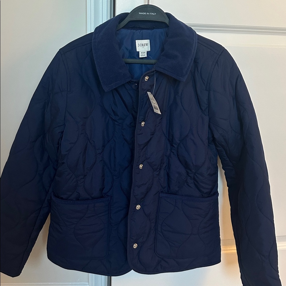 J. Crew Women's Navy Quilted Puffer Coat